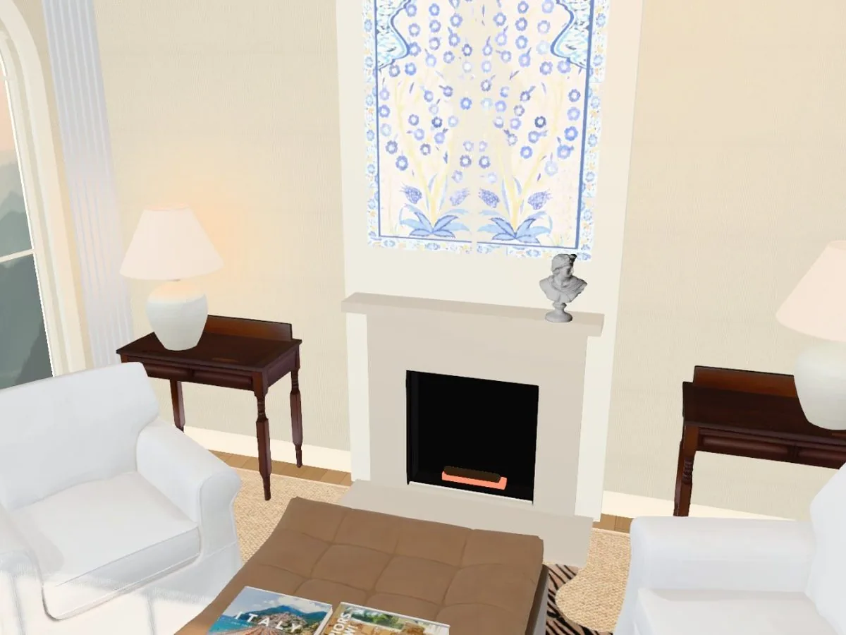 A living room corner with the walls painted Linen